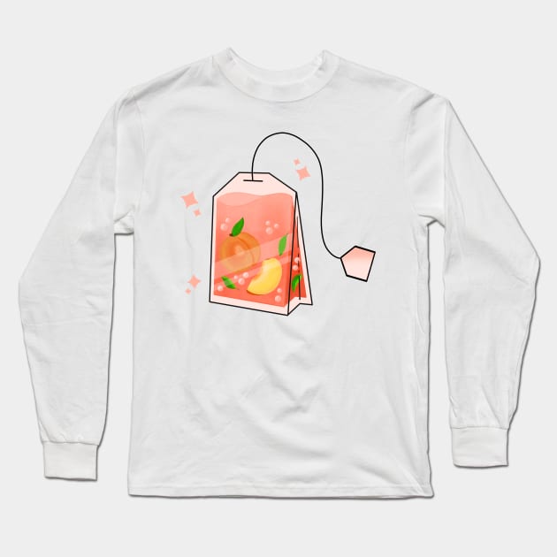 Peach Tea Bag Long Sleeve T-Shirt by Kimprut